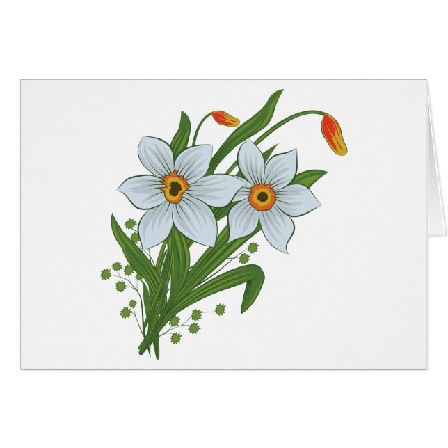 Tulpaner och Narcisser Blommor Hälsningskort (Framsidan Horizontal)
