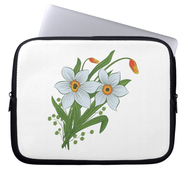 Tulpaner och Narcisser Blommor Laptop Fodral (Framsidan)