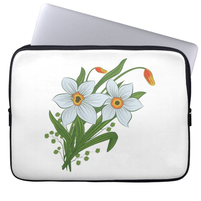 Tulpaner och Narcisser Blommor Laptop Sleeve (Framsidan)