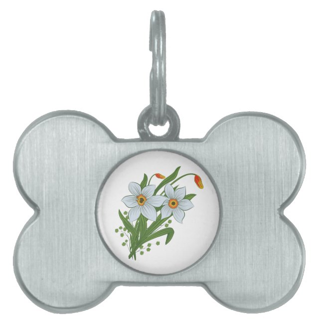 Tulpaner och Narcisser Blommor Namnbricka Husdjur (Framsidan)