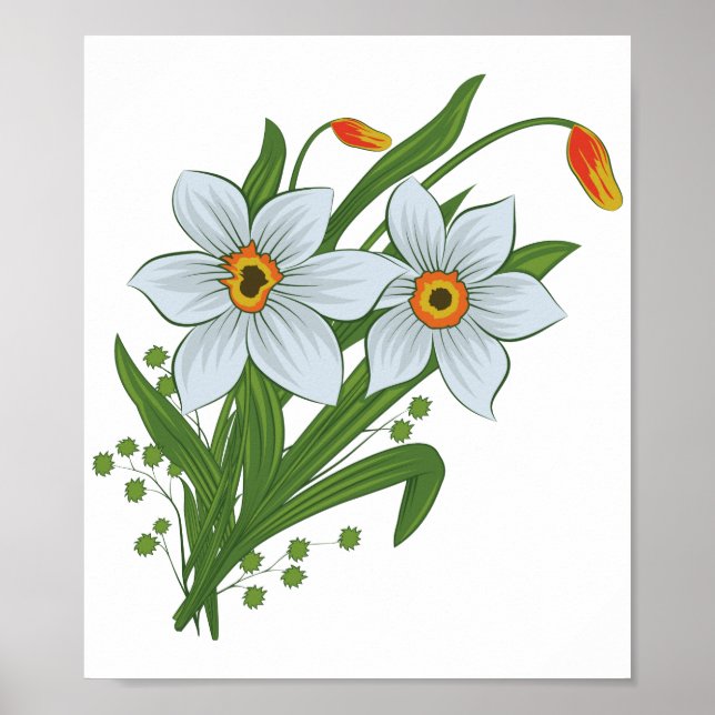 Tulpaner och Narcisser Blommor Poster (Framsidan)