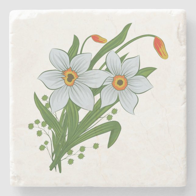 Tulpaner och Narcisser Blommor Stenunderlägg (Framsidan)