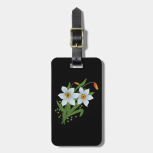 Tulpaner och Narcisser Blommor Svart Bakgrund Bagagebricka