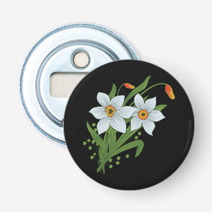 Tulpaner och Narcisser Blommor Svart Bakgrund Flasköppnare