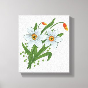 Tulpaner och påskliljor blommor canvastryck