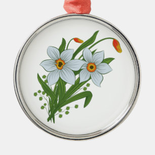 Tulpaner och påskliljor blommor julgransprydnad metall