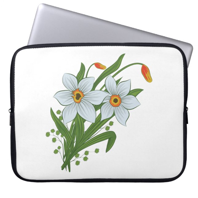 Tulpaner och påskliljor blommor laptop fodral (Framsidan)