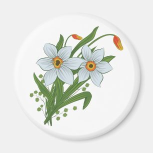 Tulpaner och påskliljor blommor magnet