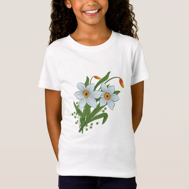 Tulpaner och påskliljor blommor T-shirt (Framsida)
