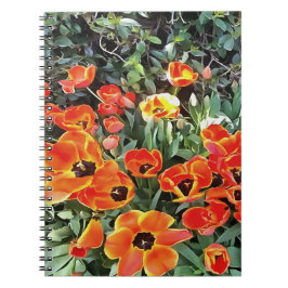 Tulpaner på artificiell Blommigt vid brand, flödes Anteckningsbok
