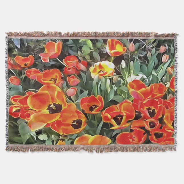 Tulpaner på artificiell Blommigt vid brand, flödes Filt (Framsidan)