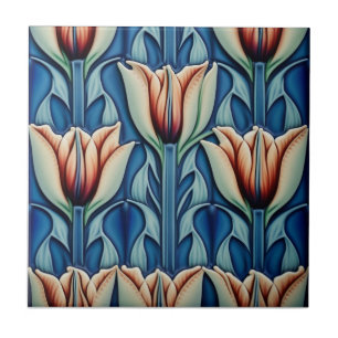 tulpaner på mosaikplattan Art nouveau Kakelplatta