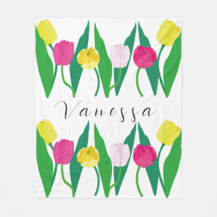Tulpaner Rosa Gula Lila Gröna Moderna Anpassa. Fleecefilt