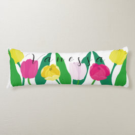 Tulpaner Rosa Gult Lila Grönt Modern Anpassa. Kroppskudde