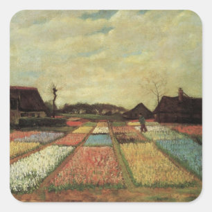 Tulpanfälten av Vincent van Gogh Fyrkantigt Klistermärke