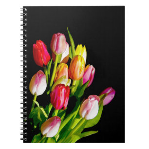 Tulpanfärgning - originalblomma anteckningsbok med spiral