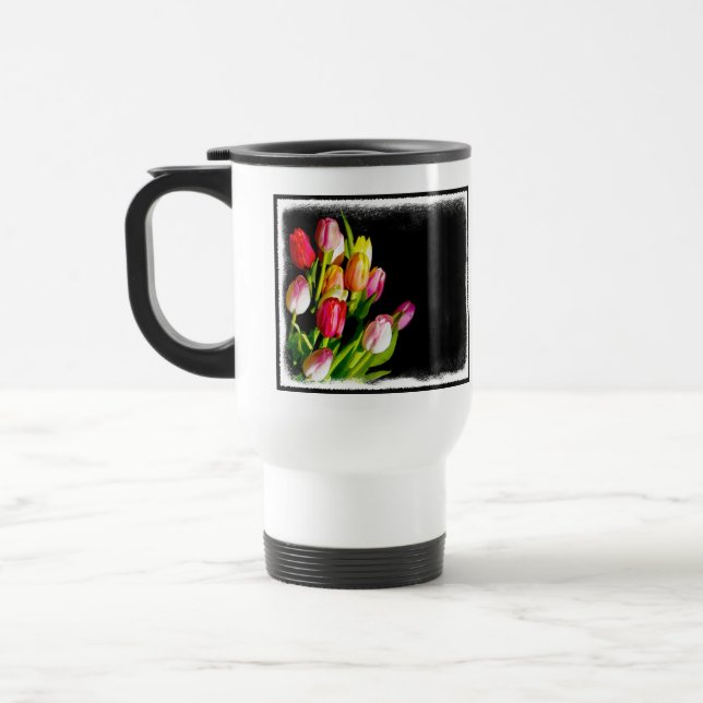 Tulpanfärgning - originalblomma resemugg (Vänster)