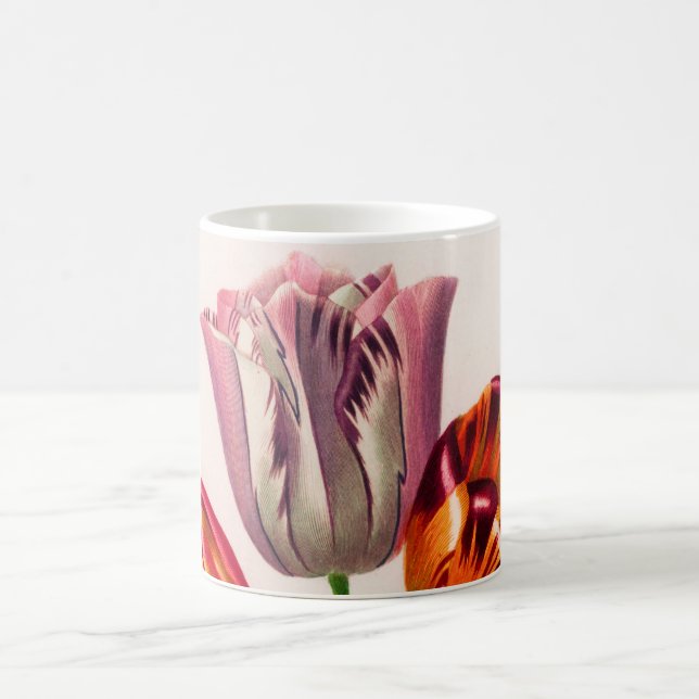 Tulpanillustrerad vintage kaffemugg (Center)