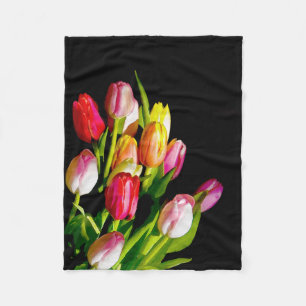 Tulpanmålning - Original blomkonst Fleecefilt