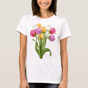 TulpanTShirt för kvinnavår blommor Tröja