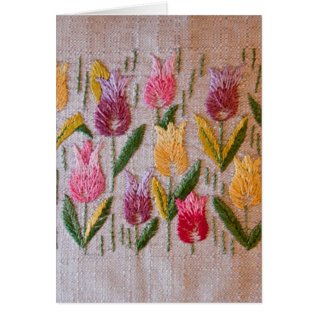 Tulpanvintagebroderi Hälsningskort (Framsidan)