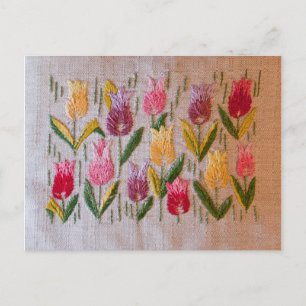 Tulpanvintagebroderi Vykort