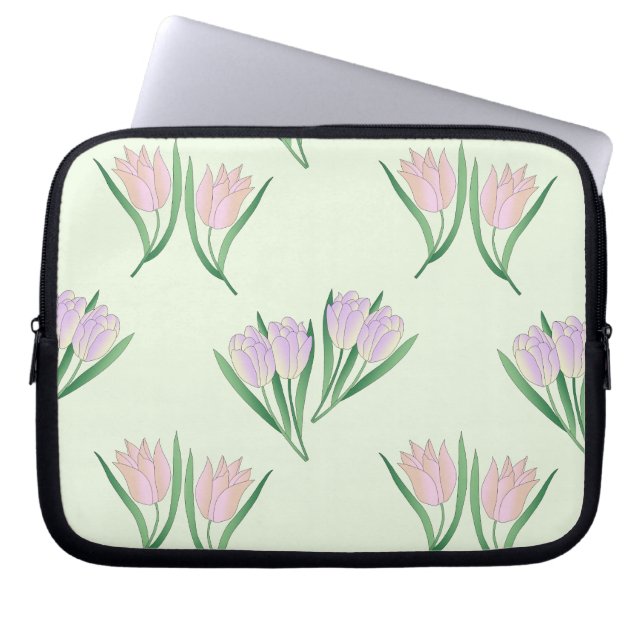 Tulpenmuster grün laptop fodral (Framsidan)
