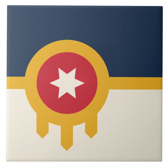 Tulsa City Flagga Tile Kakelplatta (Framsidan)