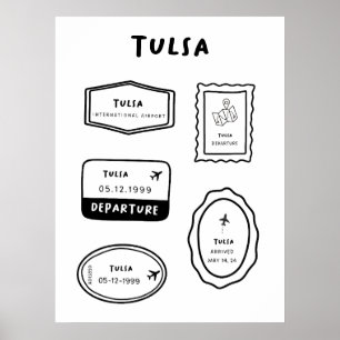 Tulsa - Insamling i Frimärke Minimalistisk Poster