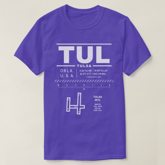 Tulsa Internationell flygplats TUL T-Shirt (Design framsida)