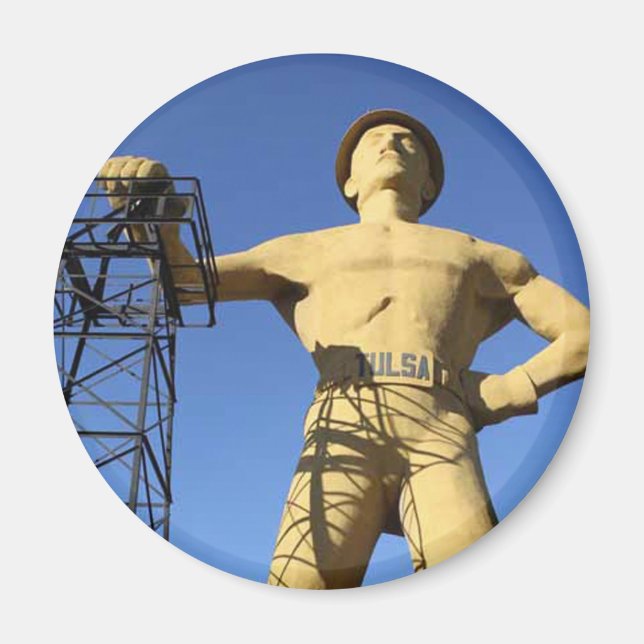 Tulsa, OK Golden Driller Magnet (Framsidan)