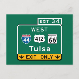 Tulsa, OK Road Sign Vykort
