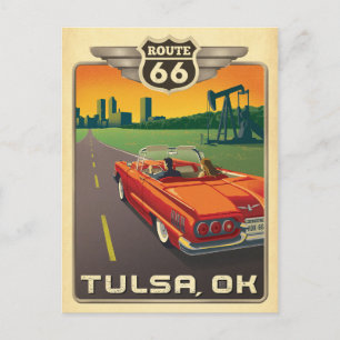 Tulsa, OK - Route 66 Vykort