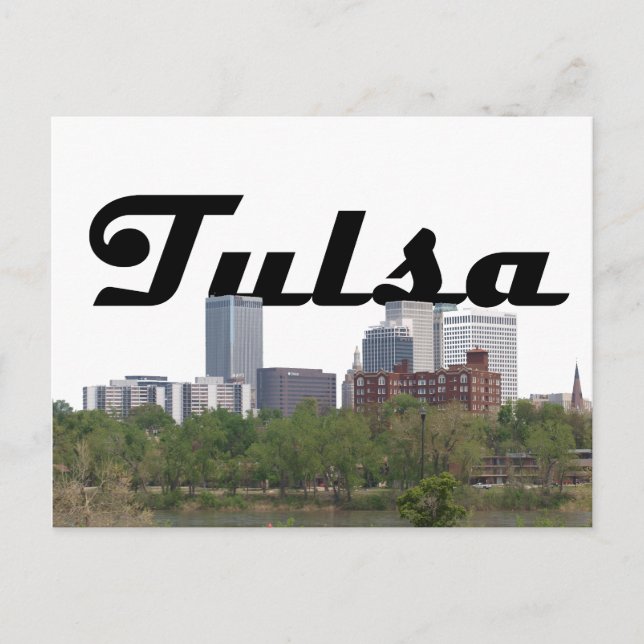 Tulsa OK Skyline med Tulsa i vykortet Himmel Vykort (Framsida)