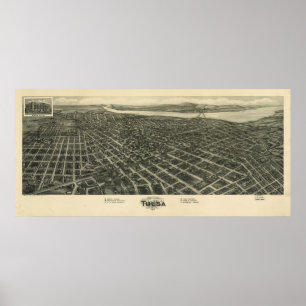 Tulsa Oklahoma 1918 Antique Panoramic Karta Poster