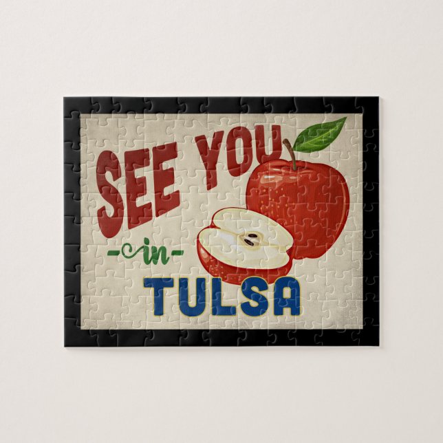 Tulsa Oklahoma Apple - Vintage resor Pussel (Horisontell)