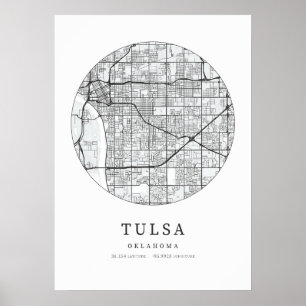 Tulsa Oklahoma City Karta Poster