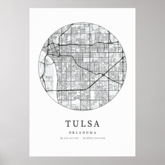Tulsa Oklahoma City Karta Poster