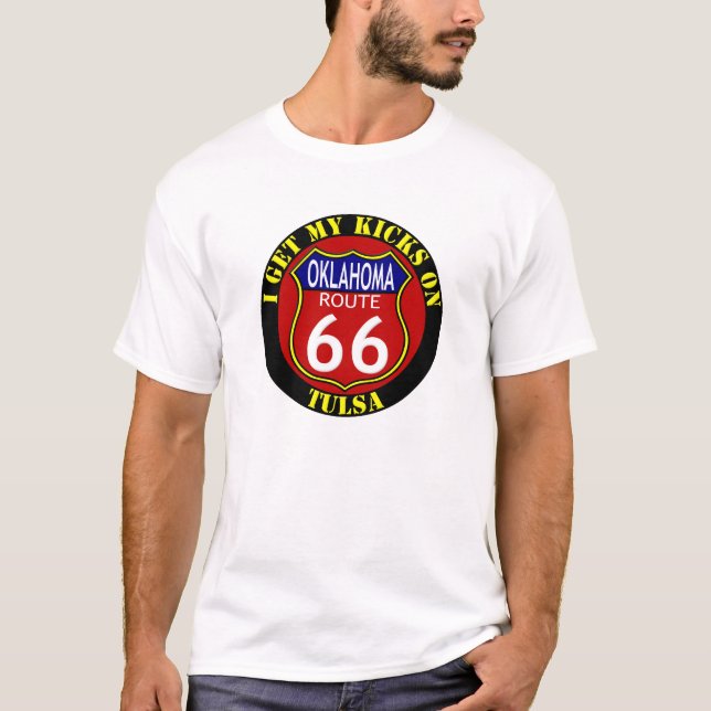 TULSA OKLAHOMA FÖR RUTT 66 T-TRÖJA T SHIRT (Framsida)