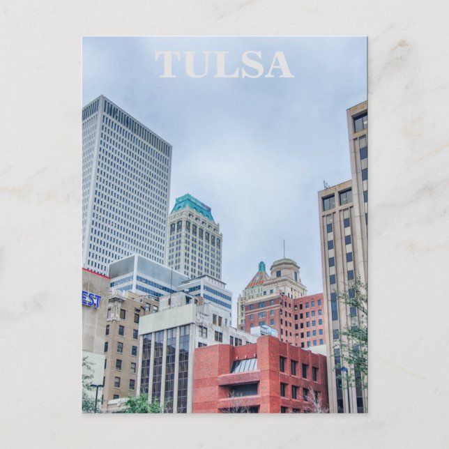 Tulsa oklahoma i centrala staden vykort (Framsida)