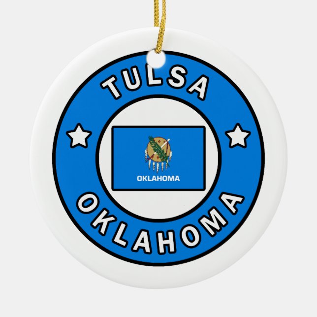 Tulsa Oklahoma Julgransprydnad Keramik (Framsidan)