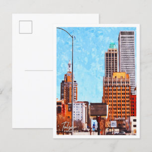 Tulsa Oklahoma Oljemålning City Vykort