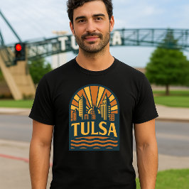 Tulsa Oklahoma Retro Art Deco Emblem T Shirt