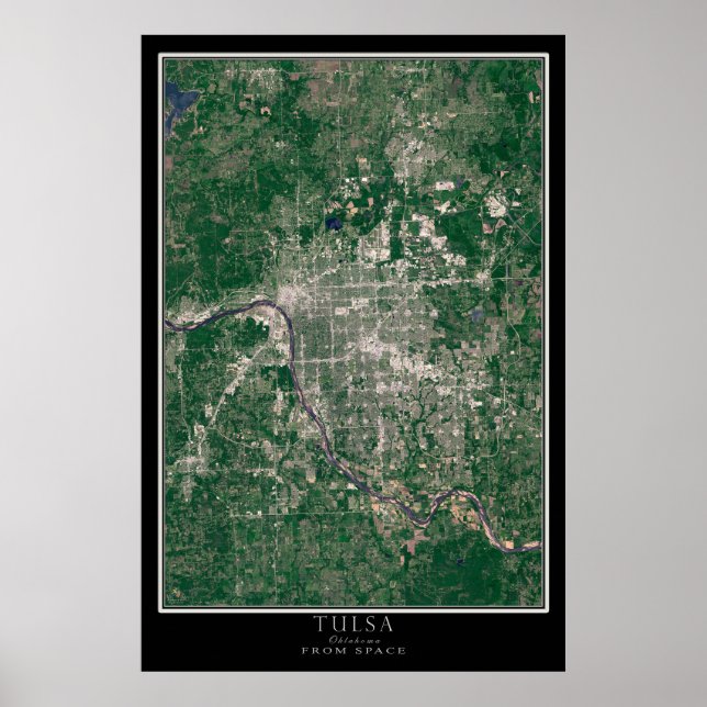 Tulsa Oklahoma Satellite Poster Karta (Framsidan)
