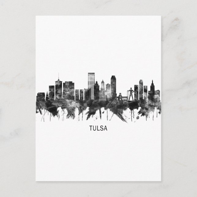 Tulsa Oklahoma Skyline BW Helg Vykort (Framsida)