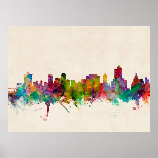 Tulsa Oklahoma Skyline Cityscape Poster (Framsidan)