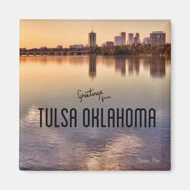 Tulsa Oklahoma Skyline Magnet (Framsidan)