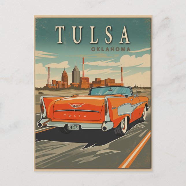 Tulsa Oklahoma Vintage Resa Vykort (Framsida)