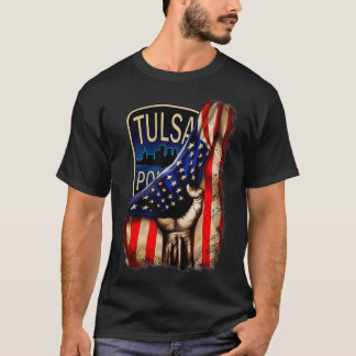 Tulsa Police Department American Flagga  T Shirt