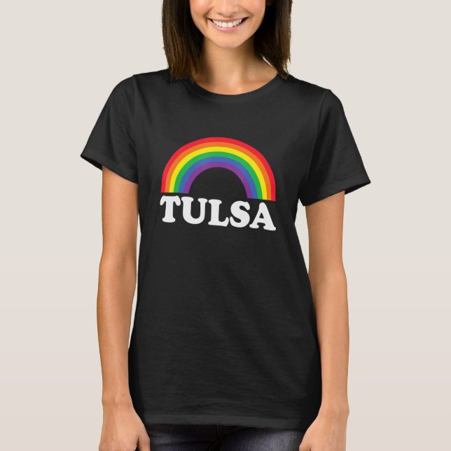 Tulsa Rainbow LGBTQ Gay Pride Lesbians Queer T Shirt (Framsida)